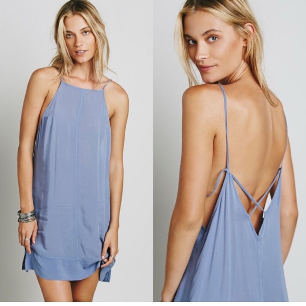 Free People Elegant Blue Sleeveless Dress